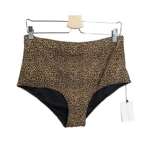 Faithfull the Brand Swimwear 12 XXL Marina High Rise Bottoms Animal Print NEW
